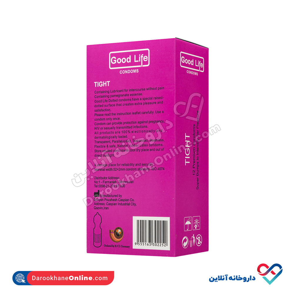 تصویر کاندوم مدل Tightگودلایف بسته 12 عددی